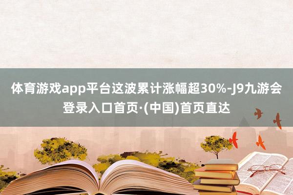 体育游戏app平台这波累计涨幅超30%-J9九游会登录入口首页·(中国)首页直达