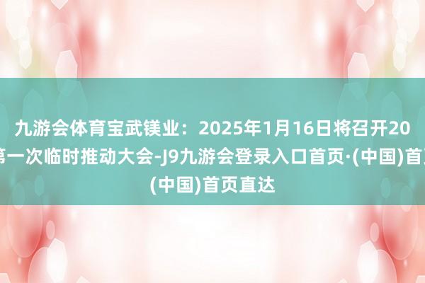 九游会体育宝武镁业：2025年1月16日将召开2025年第一次临时推动大会-J9九游会登录入口首页·(中国)首页直达
