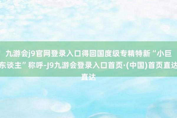 九游会j9官网登录入口　　得回国度级专精特新“小巨东谈主”称呼-J9九游会登录入口首页·(中国)首页直达
